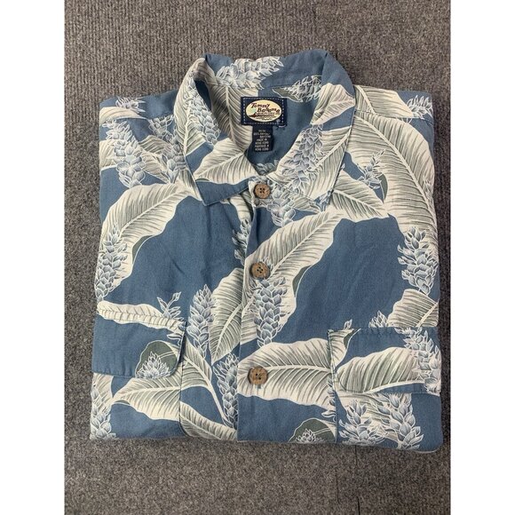 Tommy Bahama Mens 100% Rayón Short Sleeve Floral Shirt Size M Blue/White - Picture 1 of 9